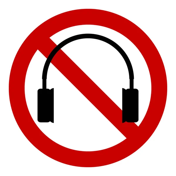 Prohibición Firmar Auriculares Sobre Fondo Blanco Ilustración Vectorial — Archivo Imágenes Vectoriales