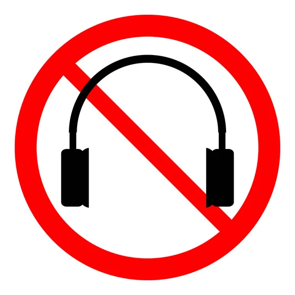 Verbotsschild Kopfhörer Auf Weißem Hintergrund Vektorillustration — Stockvektor