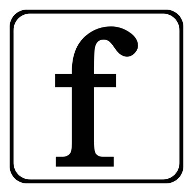 F harfi simgesi beyaz arka plan üzerinde. Vektör çizim.