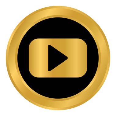 Düğmeyi beyaz arkaplanda oynat. Vektör illüstrasyonu.