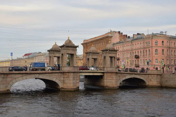 Petersburg Federacja Rosyjska Września 2018 Łomonosow Most Rzece Fontanka Centralnej — Zdjęcie stockowe