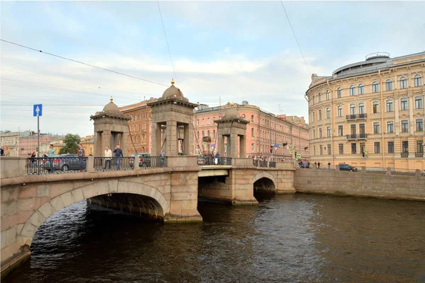 Oroszország 2018 Szeptember Lomonosov Bridge Híd Fontanka Folyó Mentén Központi — Stock Fotó