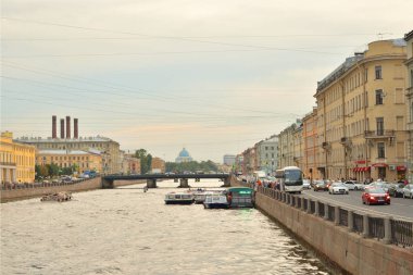 St.Petersburg, Rusya Federasyonu - 11 Eylül 2018: Fontanka Nehri, St. Petersburg, Neva Nehri Deltası kanal olduğunu. Nehrin uzunluğu 7.6 km, genişliği 70 metre'ye kadar.