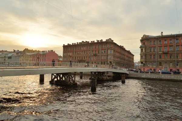 Petersburg Rússia Setembro 2018 Ponte Pedestre Gorstkin Sobre Rio Fontanka — Fotografia de Stock