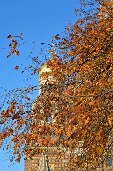 Fragment Van Verlosser Spilled Blood Kathedraal Herfst Bomen Petersburg Rusland — Stockfoto