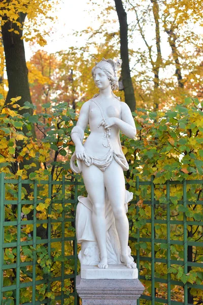 Estátua Europeia Sibyl Noite Outono São Petersburgo Rússia Sibila Cultura — Fotografia de Stock