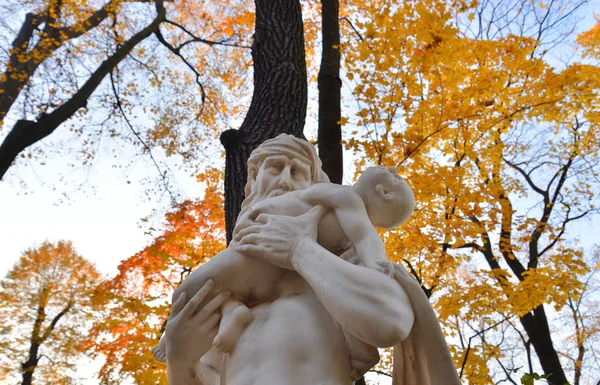 God Saturn Statue Summer Garden Autumn Evening Petersburg Russia — Stock Photo, Image