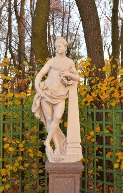 Heykeline zafer yaz bahçesinde sonbahar akşam, St.Petersburg, Rusya Federasyonu.