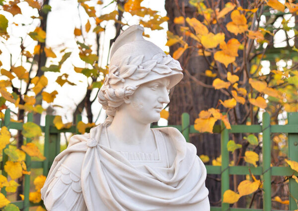 Statue of Alexander the Great in Summer Garden at evening, St.Petersburg, Russia. Aleksandr Macedonian king of Macedonia from the Argead dynasty, an outstanding commander, creator of a world power.