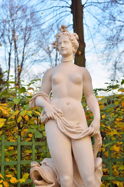 Statue Allégorie Beauté Dans Jardin Été Soir Saint Pétersbourg Russie — Photo