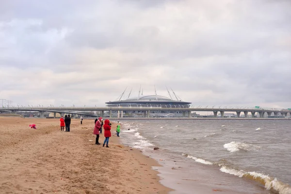 Petersburg Rússia Novembro 2018 Golfo Finlândia Mar Báltico Novo Estádio — Fotografia de Stock