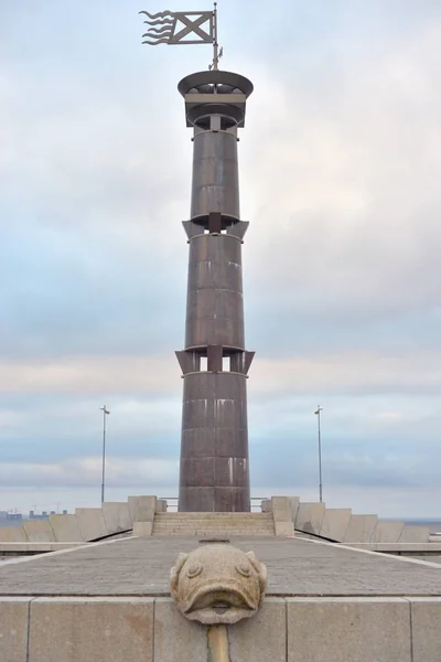 Leuchtturmdenkmal Mit Dekorativer Säule Russland Symbolisiert 300 Jahre Geschichte Der — Stockfoto