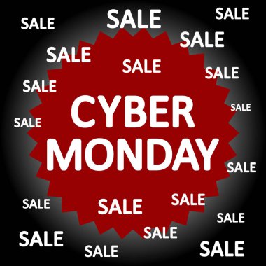 Cyber Pazartesi arka plan. Promosyon online satış olay. Vektör çizim.