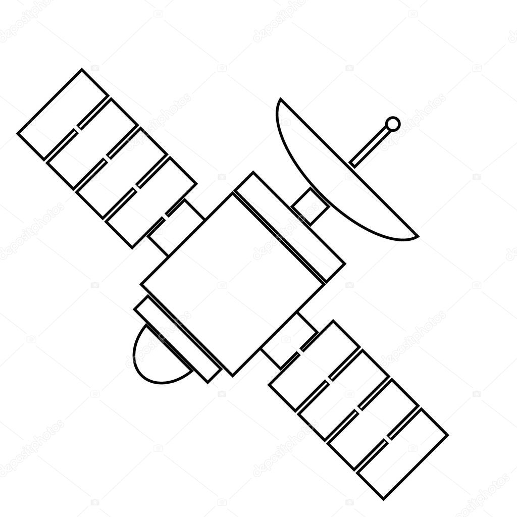 Space satellite icon on white background. Vector illustration.