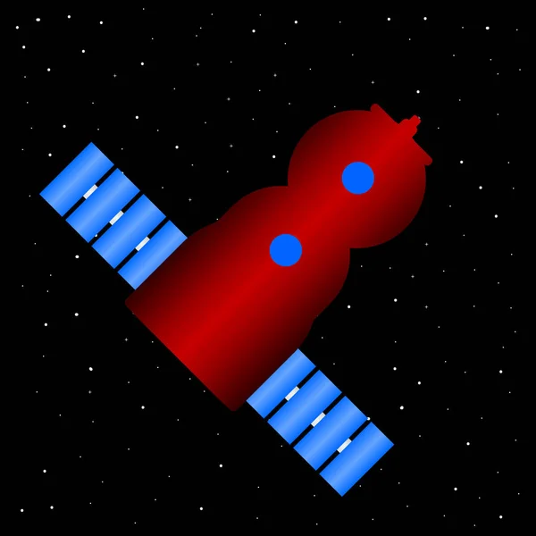 星夜の空の背景に宇宙船のアイコン ベクトル図 — ストックベクタ