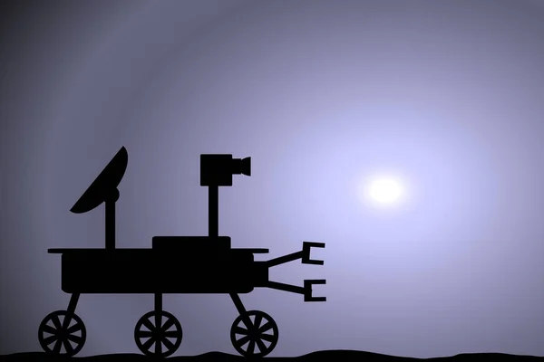 Utrymme Rover Ikonen Bakgrund Martian Solnedgången Vektorillustration — Stock vektor