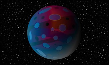 Gezegen ve yıldızlı gökyüzünün.