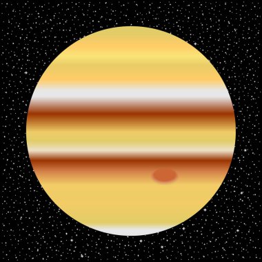 Gezegen Jüpiter ve yıldızlı gökyüzünün alan arka plan.