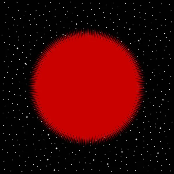 Kozmik Arka Plan Üzerinde Kırmızı Yıldız Vektör Çizim — Stok Vektör