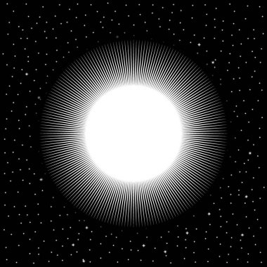 Beyaz yıldız kozmik arka plan üzerinde. Vektör çizim.