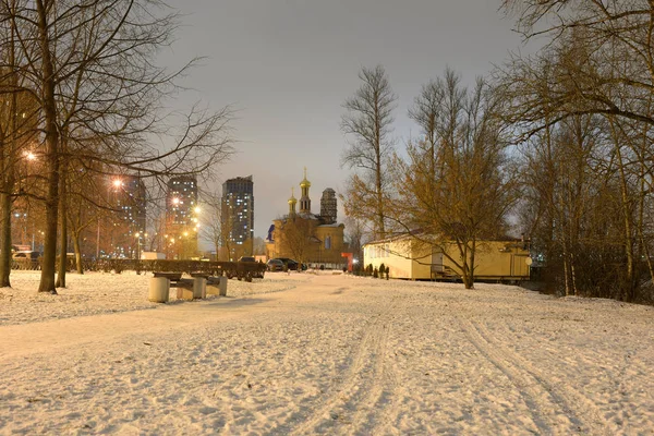 Cityscape Winter Night Outskirts Petersburg Russia — Stock Photo, Image