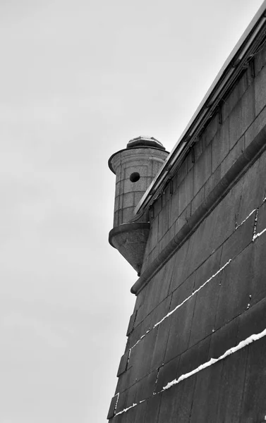 Fragment Bastion Forteresse Pierre Paul Saint Pétersbourg Russie Noir Blanc — Photo