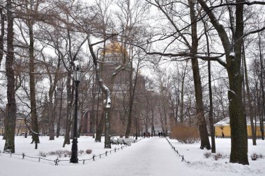 Saint Petersburg, Rusya'nın St. Isaac's Katedrali ve Alexander Bahçe.