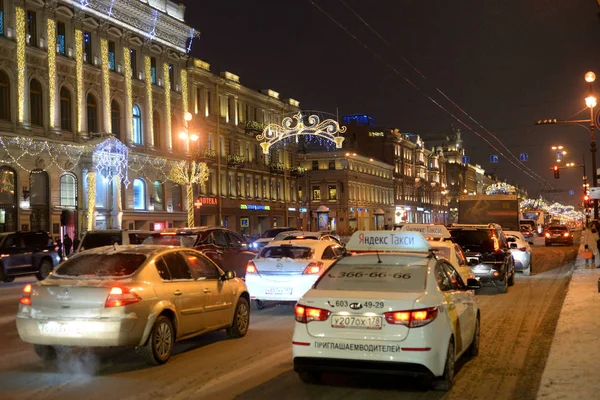 Санкт Петербург Російська Федерація Грудня 2018 Вид Невський Проспект Вночі — стокове фото