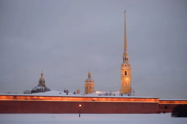 Peter Paul Fortress Petersburg Winter Evening Russia — Stock Photo, Image