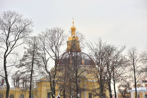 Peter Und Paul Kathedrale Petersburg Wolkentag Russland — Stockfoto