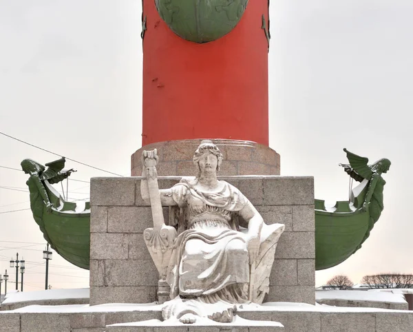 Statue Allegory Volga River Base Rostral Column Petersburg Russia — Stock Photo, Image