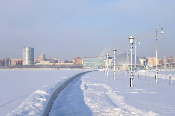 晴れた冬の日 ロシアのサンクトペテルブルク郊外のバルト海のフィンランド湾堤防 — ストック写真