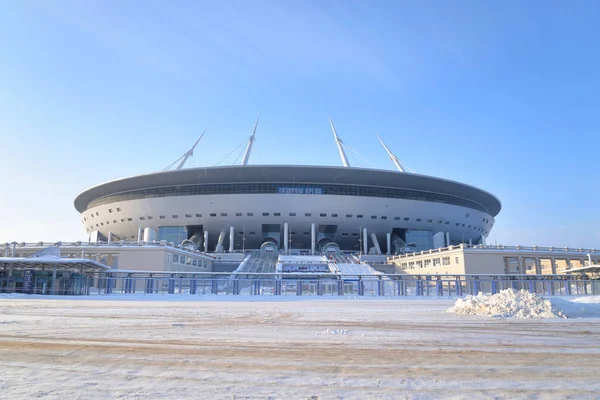 Petersburg Rusland Januari 2019 Nieuwe Stadion Gazprom Arena Ligt Krestovsky — Stockfoto