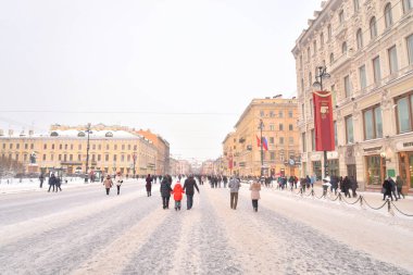 St.Petersburg, Rusya Federasyonu - 27 Ocak 2019: Nevsky Prospect 75 Nazi Leningrad Kuşatması kurtuluş yıldönümü kutlama günü.
