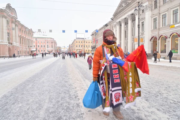Petersburg Rusya Federasyonu Ocak 2019 Nevsky Prospect Caddesi Satıcıyı Nazi — Stok fotoğraf
