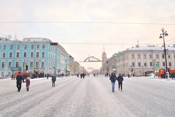 Petersburg Federacja Rosyjska Stycznia 2019 Ulicy Newski Prospekt Dniu Obchodów — Zdjęcie stockowe