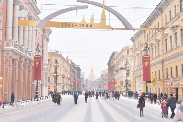 Petersburg Rusland Januari 2019 Nevsky Prospect Dag Van Viering Van — Stockfoto