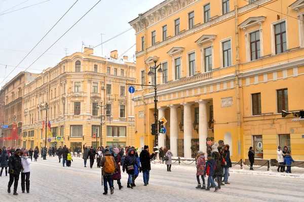 Petersburg Federacja Rosyjska Stycznia 2019 Ulicy Newski Prospekt Dniu Obchodów — Zdjęcie stockowe