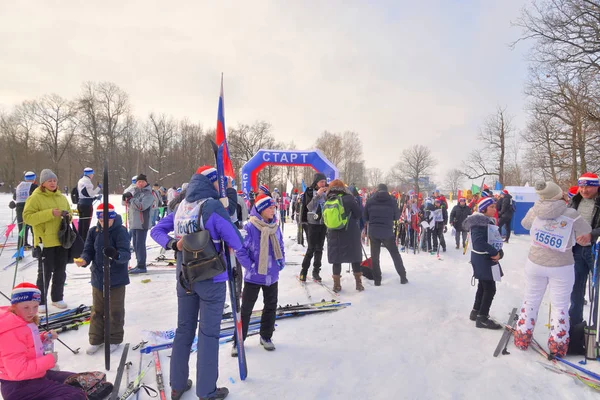 Petersburg Rússia Fevereiro 2019 Toda Corrida Russa Esqui Massa Esqui — Fotografia de Stock