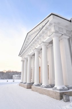 Mutfak Binası Elaginoostrovsky Palace Elagin Adası St. Petersburg'daki kış akşam, Rusya Federasyonu.