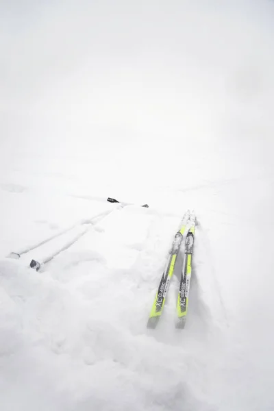 Längdskidåkning på snö. — Stockfoto