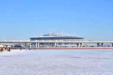 Donmuş Baltık Denizi ve yeni stadyum Gazprom Arena.