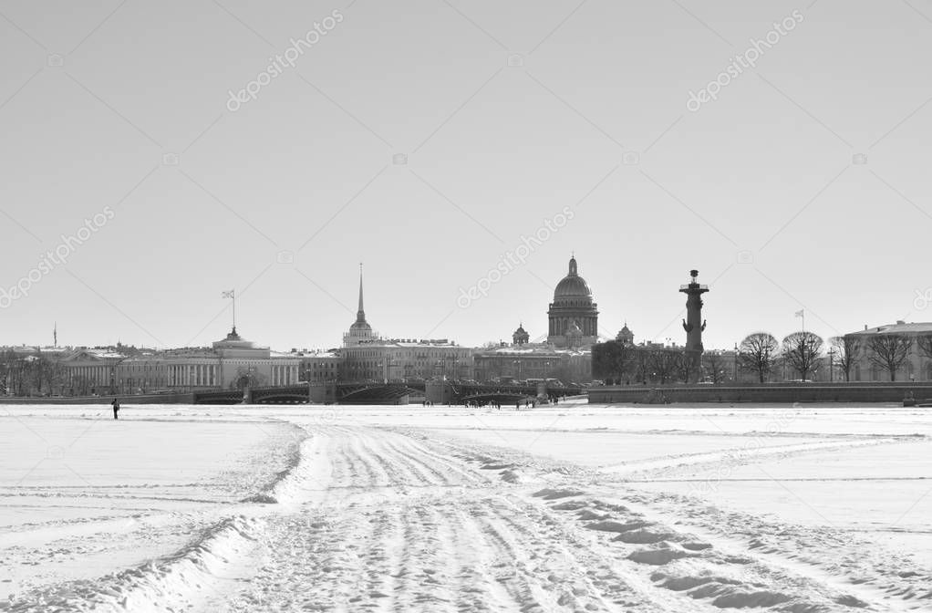 Neva River at winter in St.Petersburg.