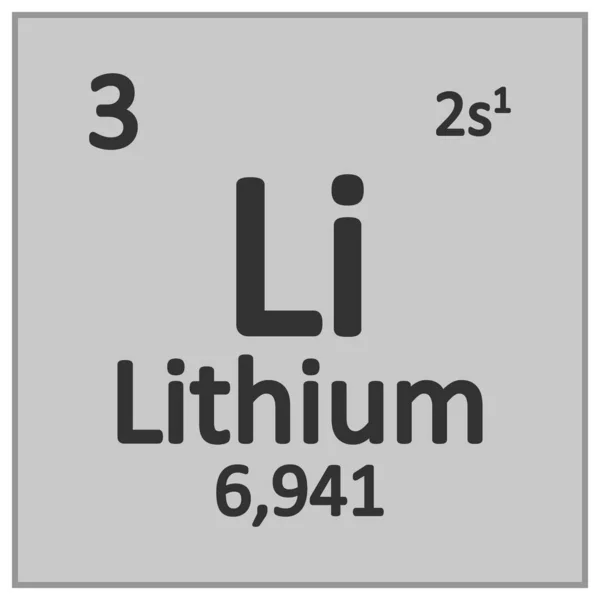 Ícone de lítio de elemento de tabela periódica . — Vetor de Stock