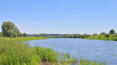 Nehir kıyısında güneşli bir gün.