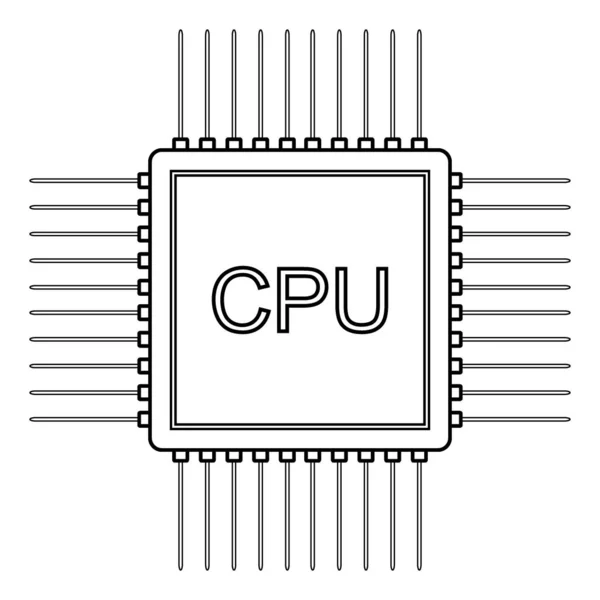 Icono del procesador en blanco . — Archivo Imágenes Vectoriales
