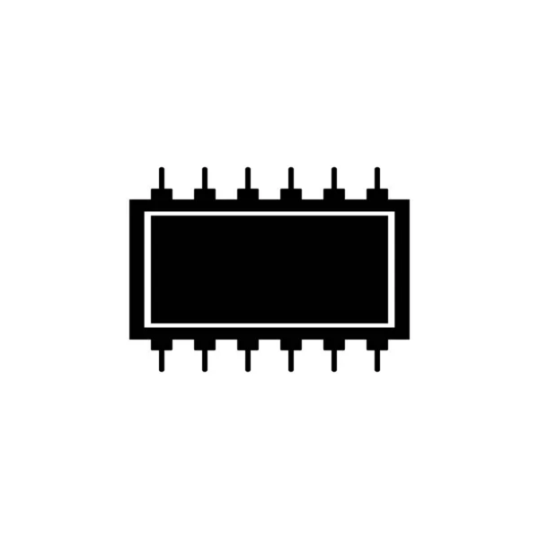 Icono de microchip en blanco . — Vector de stock