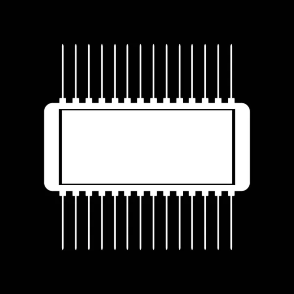 Icona del microchip sul nero . — Vettoriale Stock