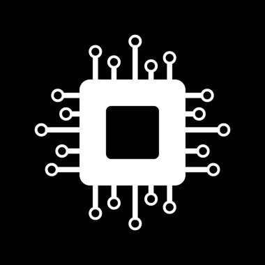 Siyah üzerine İşlemci simgesi.