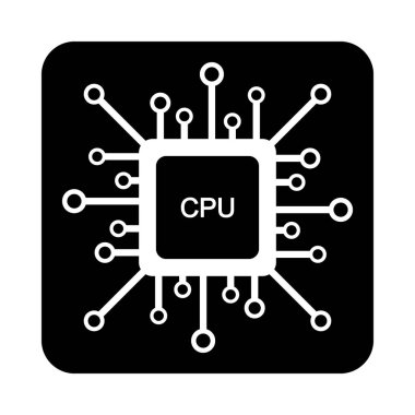 Siyah üzerine İşlemci simgesi.